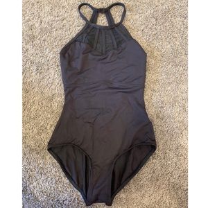 Black Mesh-Top Leotard 🌹